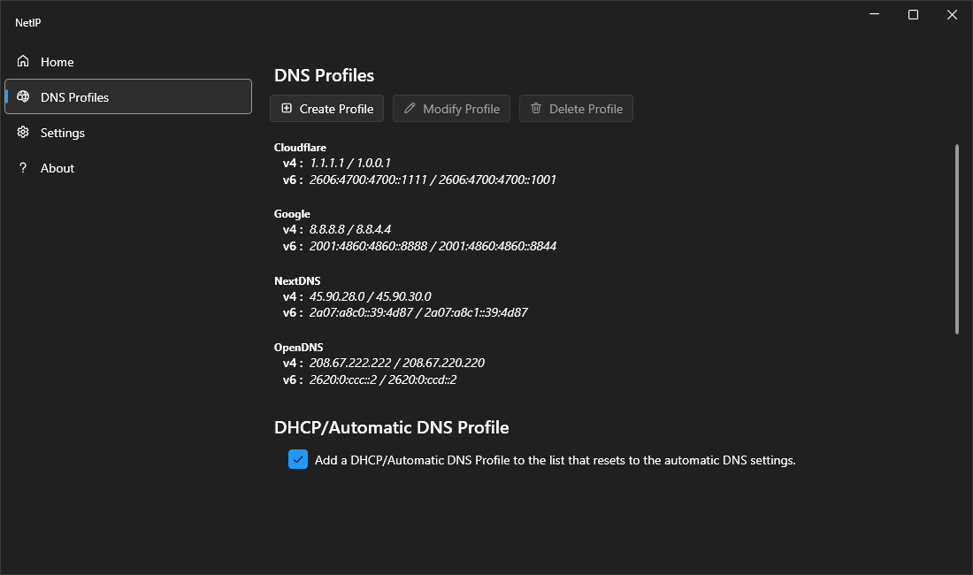 NetIP v0.2.0 - DNS Profile Switcher!